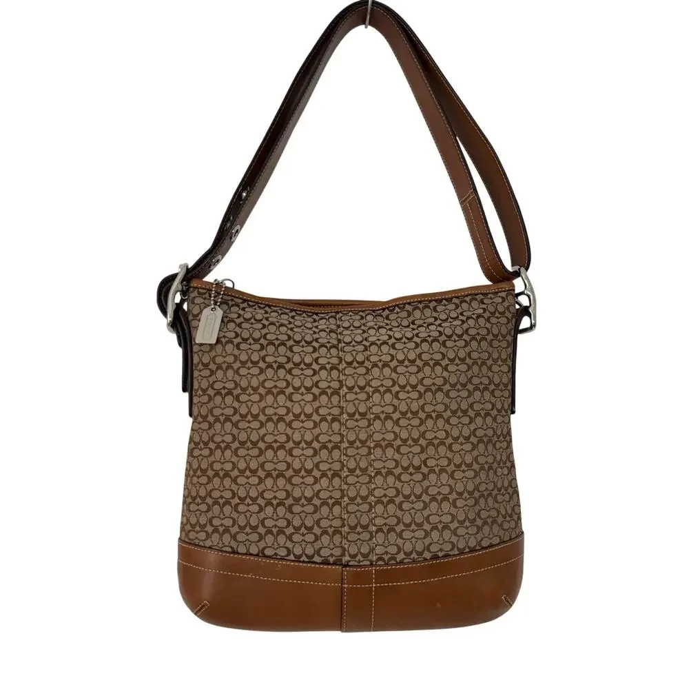 Coach Signature Canvas Crossbody Convertible Shoulder Bag Tan/Brown F10417